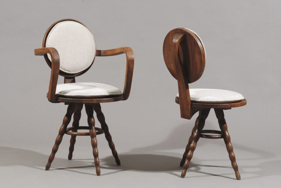 Vintage set of chalet chairs by Victor Courtray
