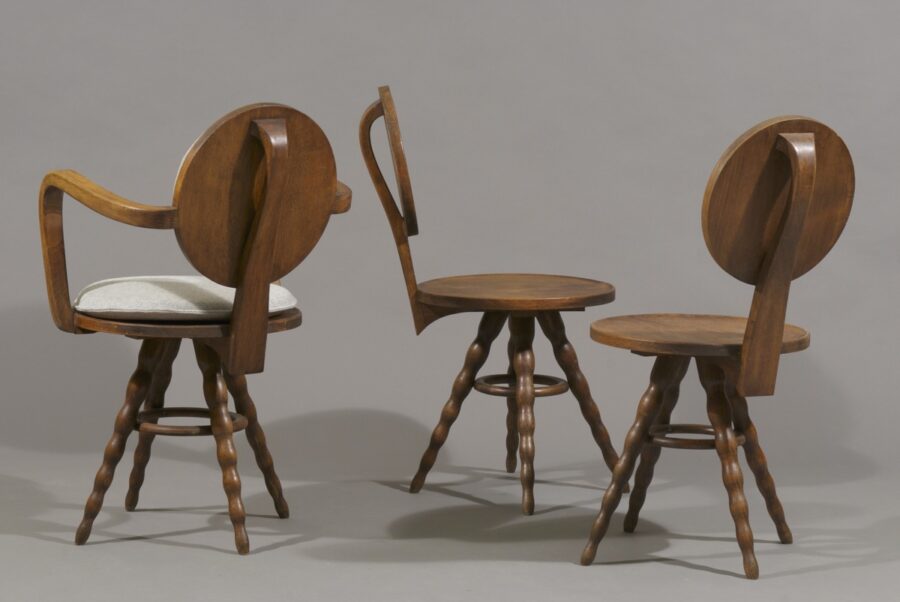 Vintage set of chalet chairs by Victor Courtray