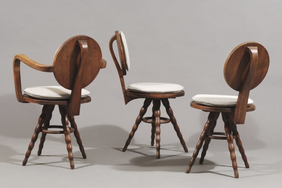 Vintage set of chalet chairs by Victor Courtray