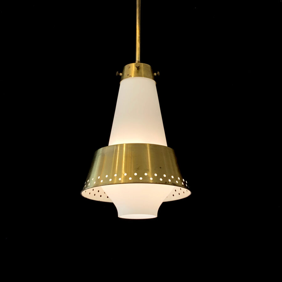 Rare Høvik Verk glass & brass pendant