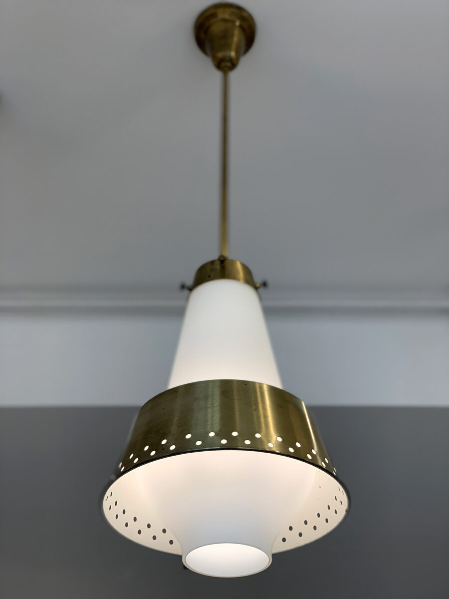 Rare Høvik Verk glass & brass pendant