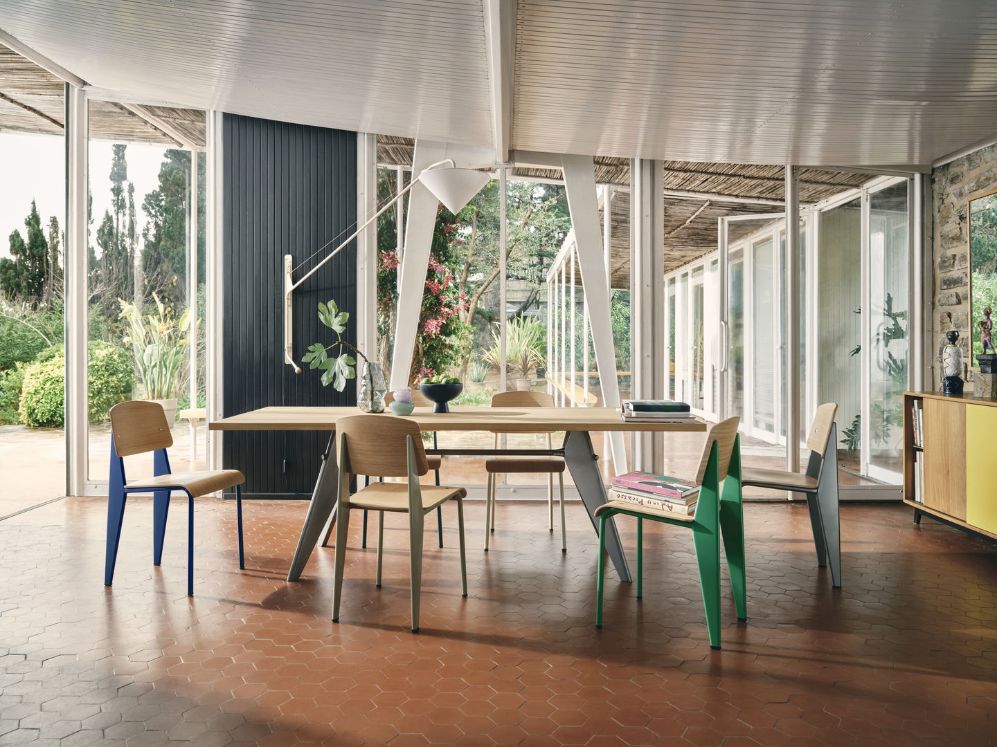 Standard chair bleu marcoule by Jean Prouvé Display Model 30% discount