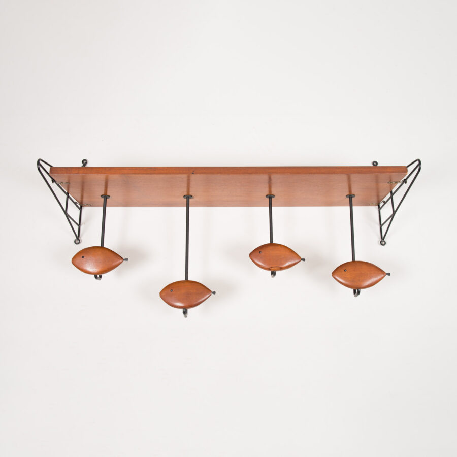 A rare Italian coat rack in teak