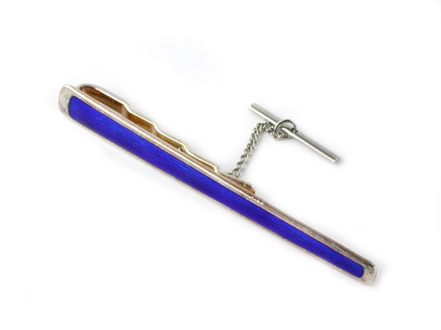 Vintage enamel and silver tie clip