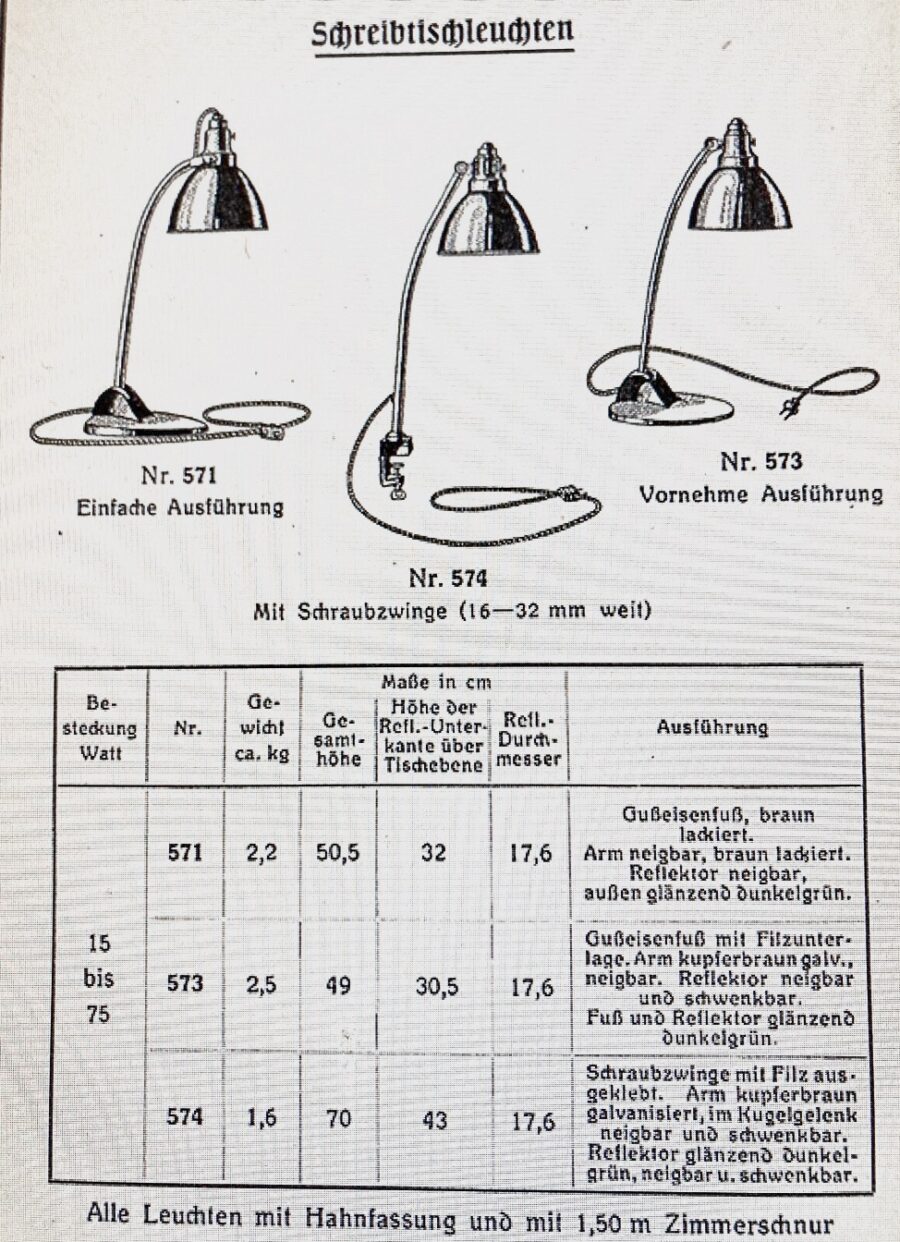 A rare pre-Kandem table lamp by Körting und Mathiesen