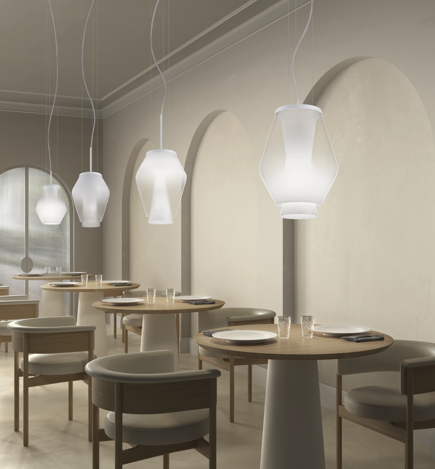 Anisette glass suspension by Vistosi Murano